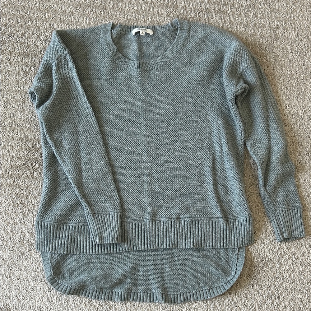 Madewell soft sage hi low knit top
